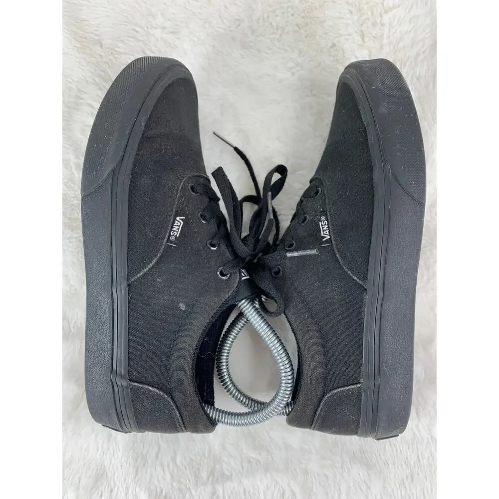 Vans Off The Wall Black Low Lace-Up Canvas Sneakers Youth Size 4